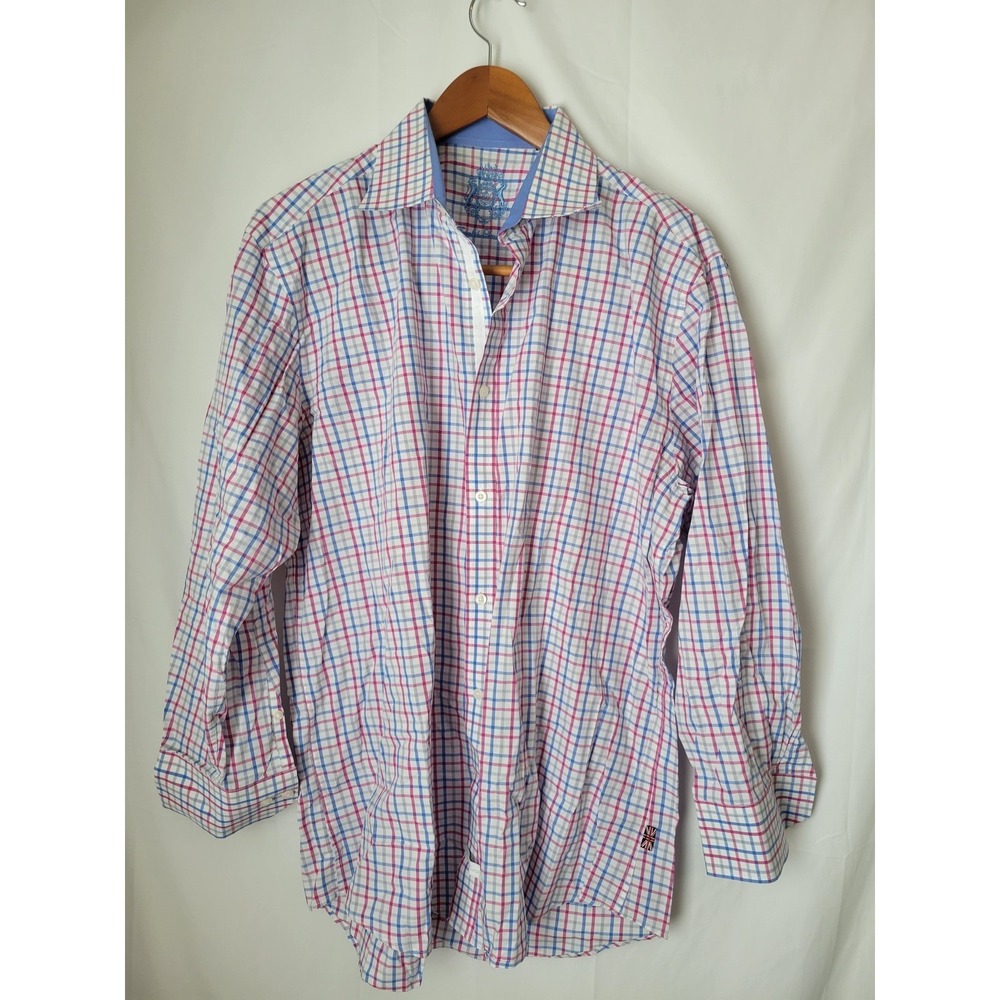 English Laundry Men's Plaid Button Down Shirt 16.5 32/33 Long Sleeve Casual